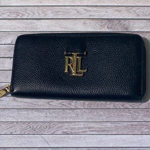 Ralph Lauren Carrington Zip Wallet Pebbled Black | Ralph Lauren Women Wallet